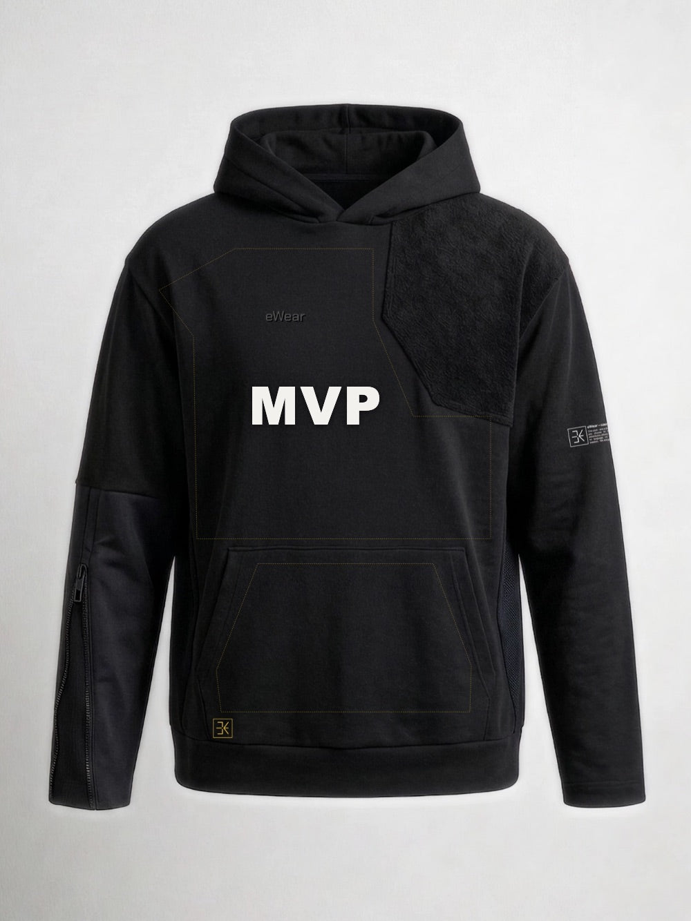 Vorschau auf den eWear Print-Editor: Gen2 Hoodie mit eingezeichneten Druckflächen